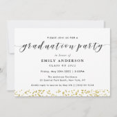Invitation Fête de graduation moderne Black and Gold (Devant)