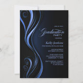 Invitation Fête de Graduation moderne Black Blue (Devant)