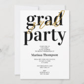 Invitation Fête de graduation moderne Black & Gold (Devant)