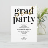 Invitation Fête de graduation moderne Black & Gold (Debout devant)