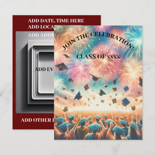 Invitation Fête de graduation moderne élégante (Devant / Derrière)