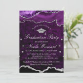 Invitation Fête de graduation moderne en marbre violet (Debout devant)