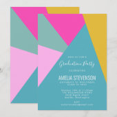 Invitation Fête de graduation moderne géométrique Turquoise r (Devant / Derrière)