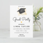 Invitation Fête de graduation moderne GRAD Black Gold (Debout devant)