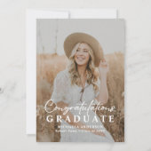 Invitation Fête de graduation moderne photo manuscrite de scr (Dos)