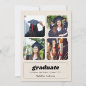 Invitation Fête de graduation moderne Retro Black Floral (Dos)