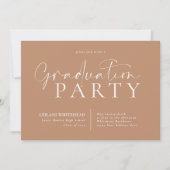 Invitation Fête de graduation moderne simple Tan (Devant)