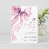 Invitation Fête de graduation moderne tendance Pink Bow (Debout devant)