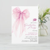 Invitation Fête de graduation moderne tendance Pink Bow (Debout devant)