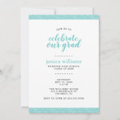 Invitation Fête de graduation moderne Turquoise et Grey (Devant)