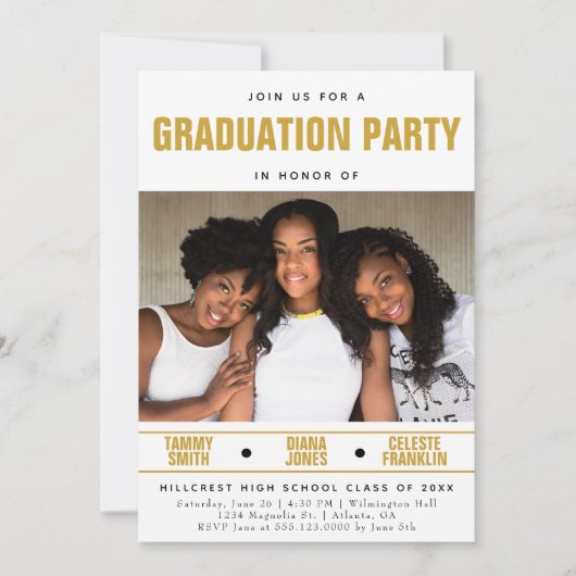 Invitation Fête de Graduation Multi Friend (Devant)