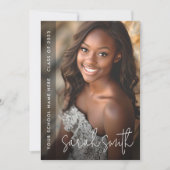 Invitation Fête de graduation noire photo moderne (Devant)