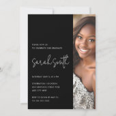 Invitation Fête de graduation noire photo moderne (Dos)