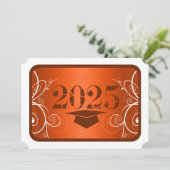 Invitation Fête de graduation Orange and White Frame (Debout devant)