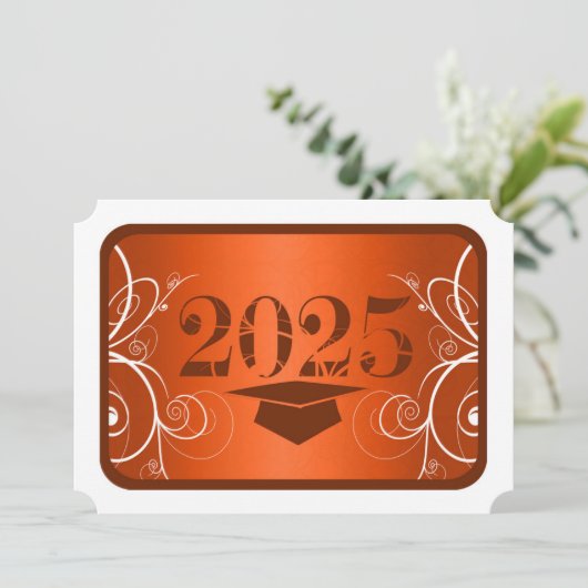 Invitation Fête de graduation Orange and White Frame (Debout devant)