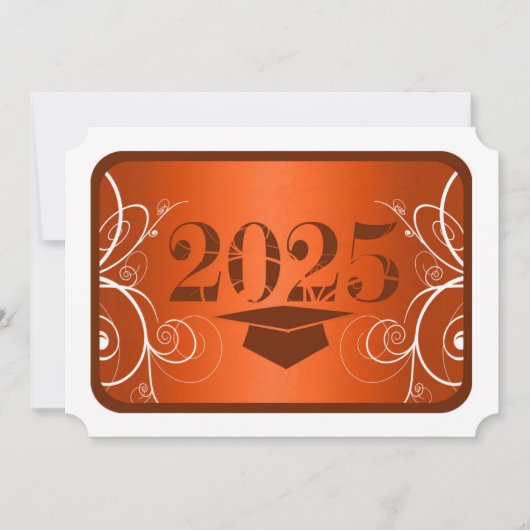 Invitation Fête de graduation Orange and White Frame (Devant)