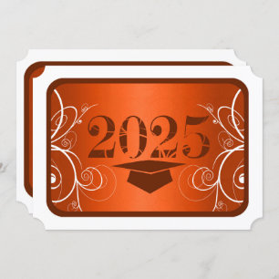 Invitation Fête de graduation Orange and White Frame