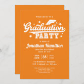 Invitation Fête de Graduation Orange du Lycée (Devant / Derrière)