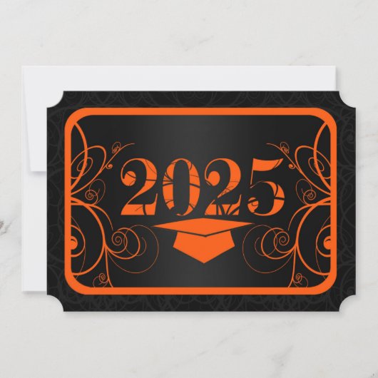 Invitation Fête de graduation Orange et Black Frame (Devant)