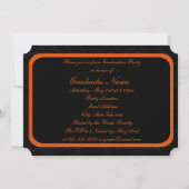 Invitation Fête de graduation Orange et Black Frame (Dos)