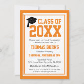 Invitation Fête de graduation Orange et White Photo (Devant)