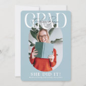 Invitation Fête de graduation Ovale moderne et signature (Devant)