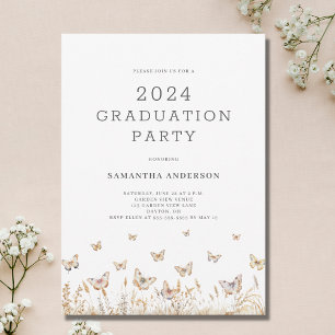 Invitation Fête de graduation papillon