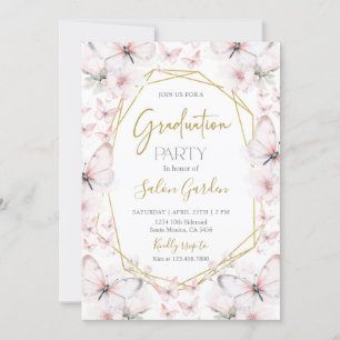 Invitation Fête de graduation papillon