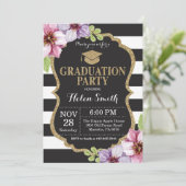 Invitation Fête de graduation Parties scintillant noire et or (Debout devant)