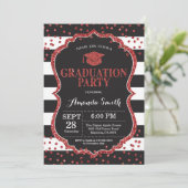 Invitation Fête de graduation Parties scintillant noire et ro (Debout devant)
