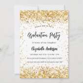 Invitation Fête de graduation parties scintillant or blanc gl (Devant)
