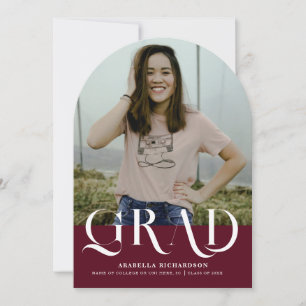 Invitation Fête de graduation photo Arc blanc bordeaux modern