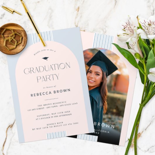 Invitation Fête de graduation photo Arch moderne