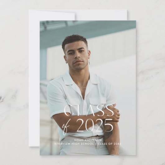 Invitation Fête de graduation photo blanche simple moderne (Devant)
