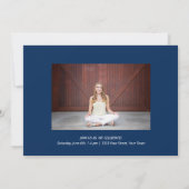 Invitation Fête de graduation photo bleu moderne (Dos)