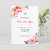 Invitation Fête de graduation photo de l'infirmière florale b (Debout devant)