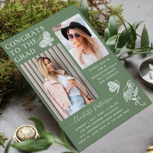 Invitation Fête de graduation photo de papillon de la Watercr