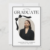 Invitation Fête de graduation photo de script de bow moderne (Devant)