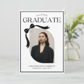 Invitation Fête de graduation photo de script de bow moderne (Debout devant)