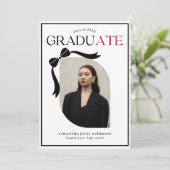 Invitation Fête de graduation photo de script de bow moderne (Debout devant)