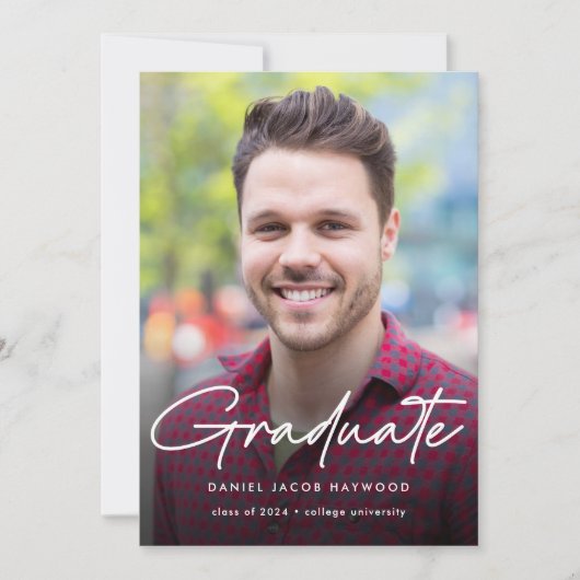 Invitation Fête de graduation photo de script moderne (Devant)