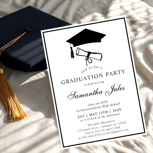 Invitation Fête de graduation photo de script moderne