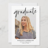 Invitation Fête de graduation photo de script noir à la main (Devant)