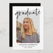 Invitation Fête de graduation photo de script noir à la main (Devant / Derrière)