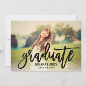Invitation Fête de graduation photo de script noir moderne (Devant)