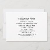 Invitation Fête de graduation photo de script noir moderne (Dos)
