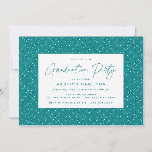 Invitation Fête de graduation photo de script Turquoise moder (Dos)