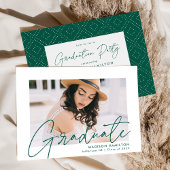 Invitation Fête de graduation photo de Script vert moderne