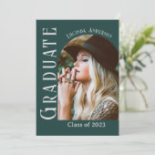Invitation Fête de graduation photo Emerald Green Arch (Debout devant)