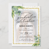 Invitation Fête de graduation photo encadrée d'or moderne (Devant)